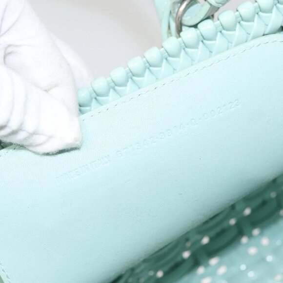 BALENCIAGA Hand Bag Vinyl 2way Green Silver Auth - Picture 10 of 16